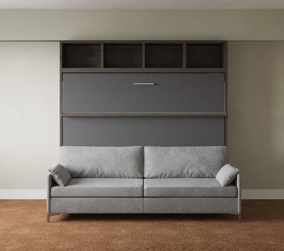 Royal Horizontal Queen Wall Bed with Wardrobe, Bookcase and 2 Seat Sofa